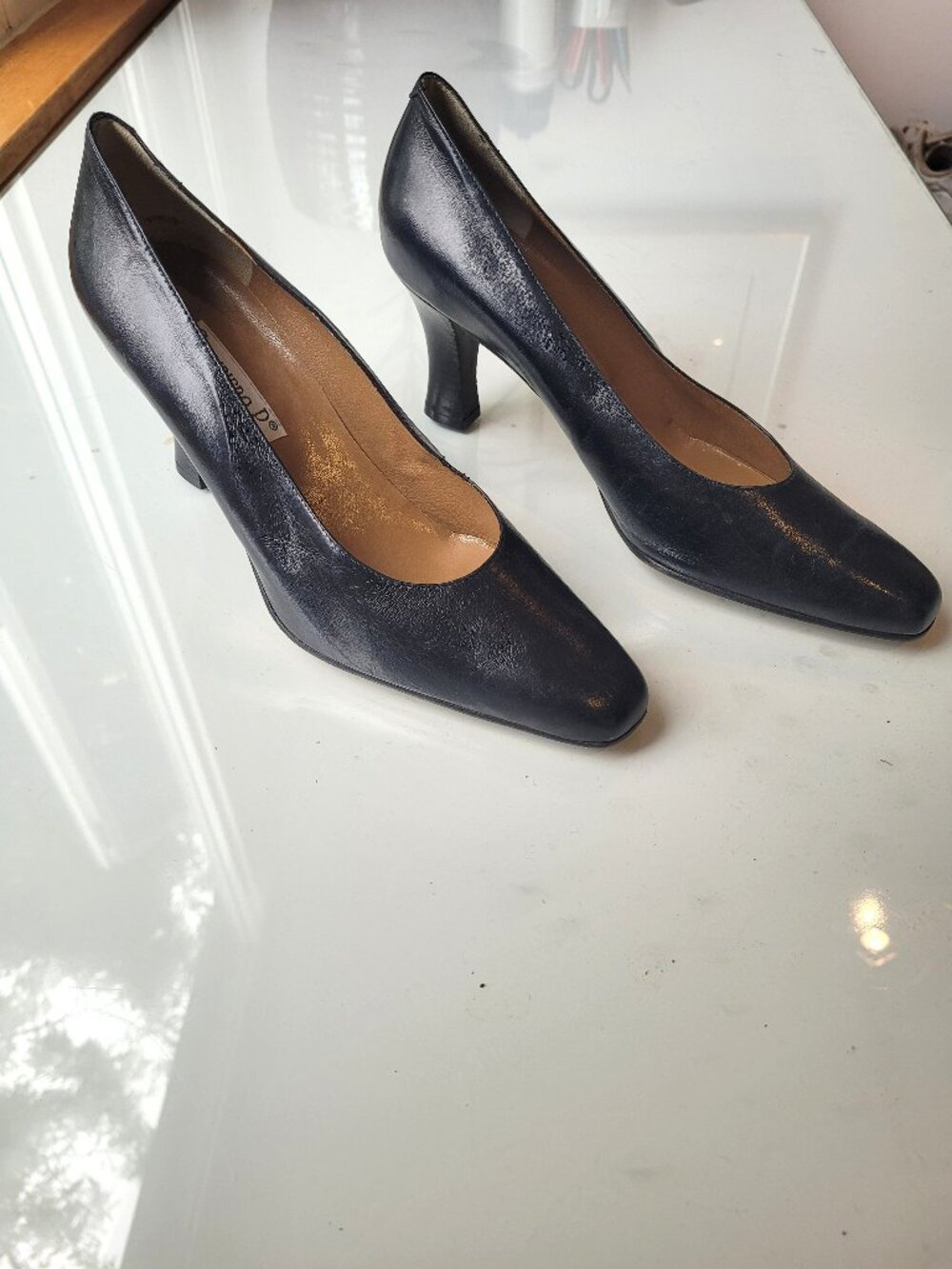 Vintage "Giampiero P." Genuine Leather Italian-made Heels Navy Size EU40